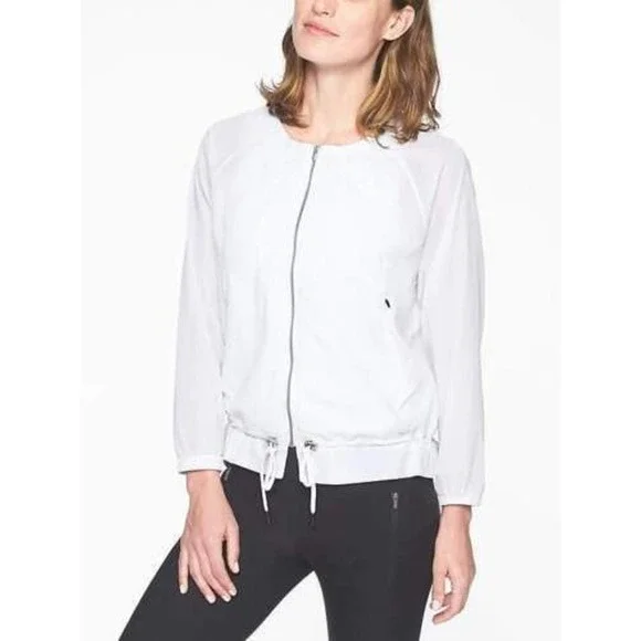 Athleta Avenue Lightweight Jacket White Full Zip Women's Size Medium H14042 - Picture 11 of 12